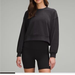 Black Cropped Sweatshirt and Shorts Set